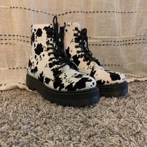 Cow Print Platform boots